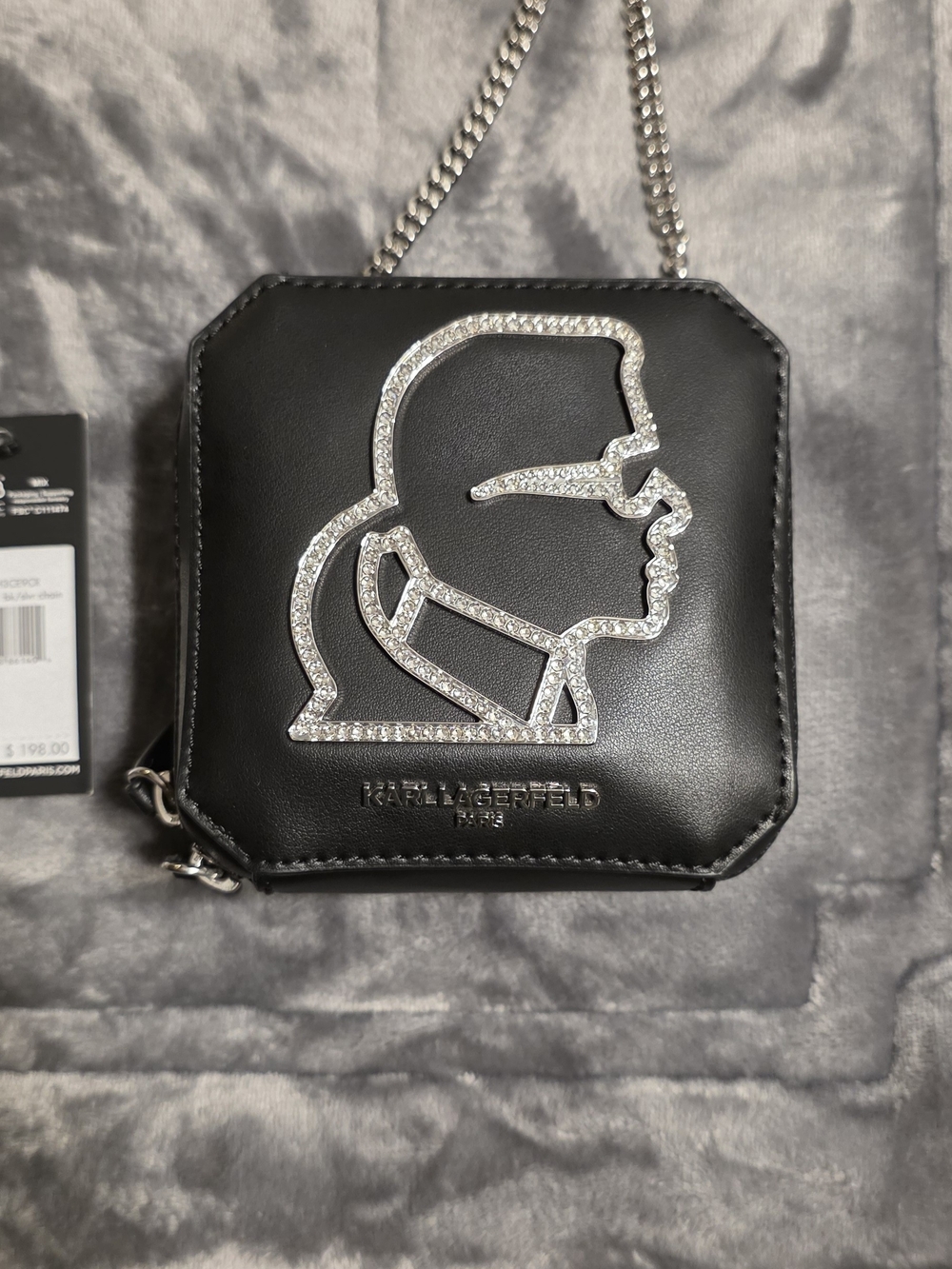 Karl Lagerfeld Black Crystal-Embellished Crossbody Bag NWT